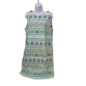 Talbots Sleeveless Dress Beach Coastal Print‎ Tie Back Casual Summer 14